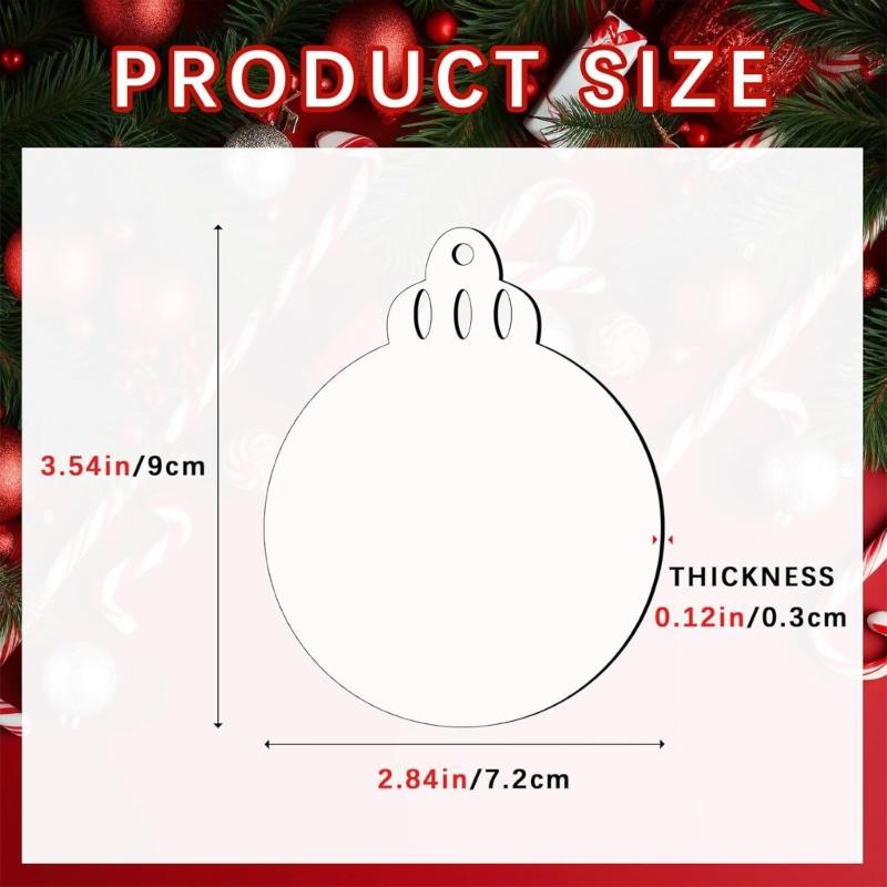 20Pieces Sublimatable Acrylic Christmas Decorations Blank Ornaments for Holiday Crafting Acrylic Crafting Accessories