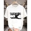European sizes Round Neck Men's T-Shirt Summer Casual Trendy Taekwondo Athlete Kick Pattern T Shirt Sportswear Casual Wear for Adults