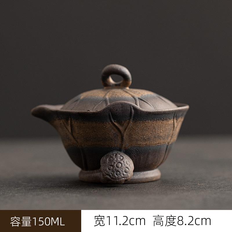 

Lotus Fragrance Teapot Handmade Purple Clay Zen Kungfu Tea Set with Gold Glaze 101-200ml
