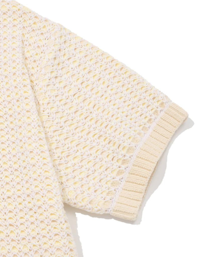 COVERNAT Multi-Texture Collar Half Knit Ivory