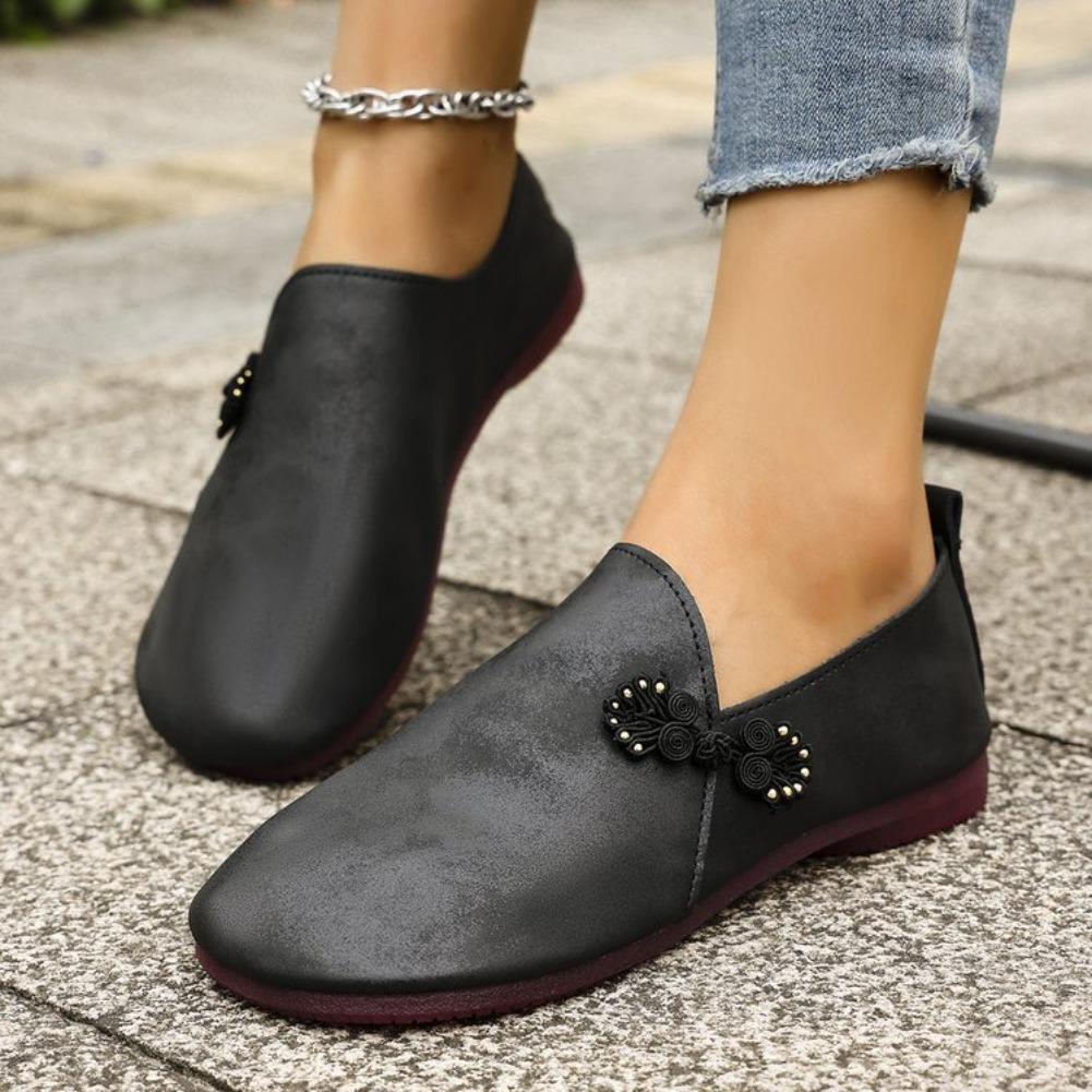 Fashion Women's Fashionable Flower Flat Shoes Large Toe Retro Literary Mule Shoes Flat Comfortable Women's Shoes Female Zapatos De Mujer