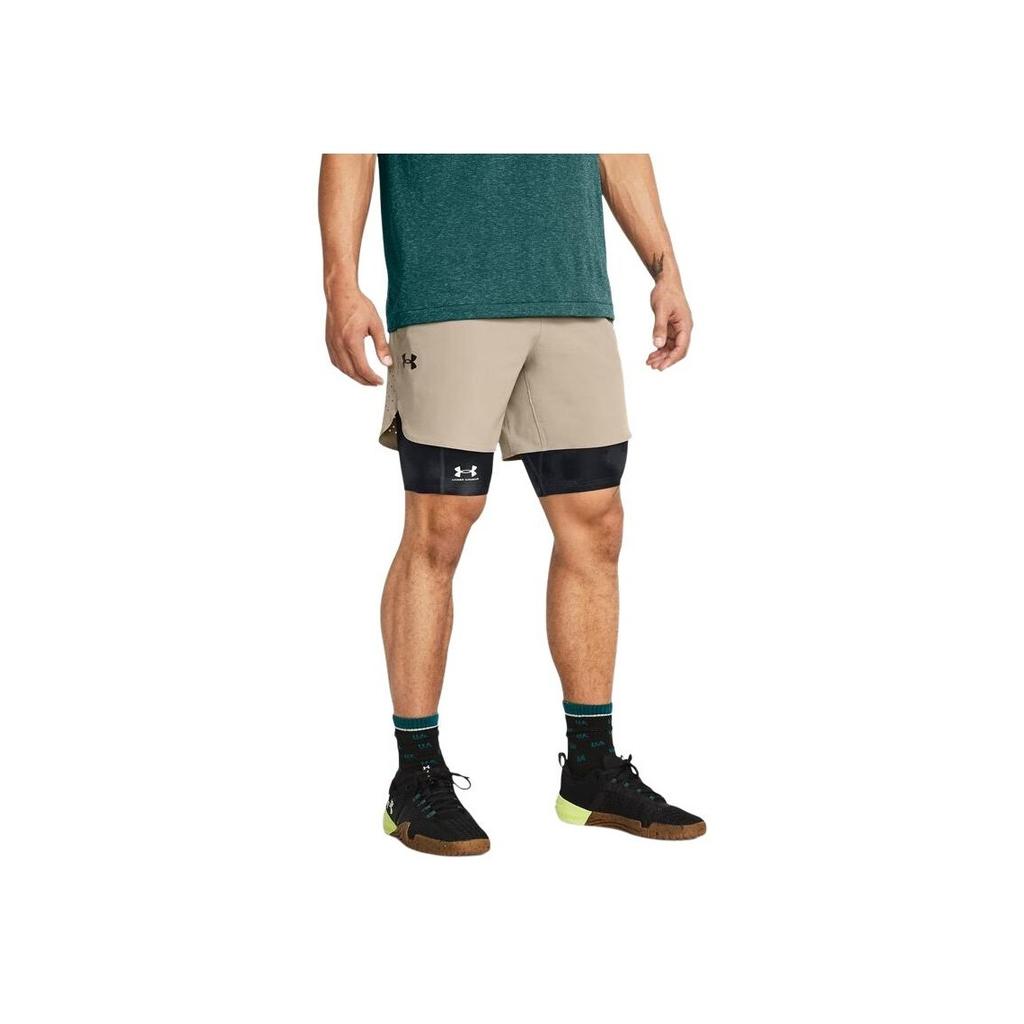 Under Armour Farbblock Atmungsaktive Lässige Gewebte Sporthose Herrenshorts Khaki 1376782-203