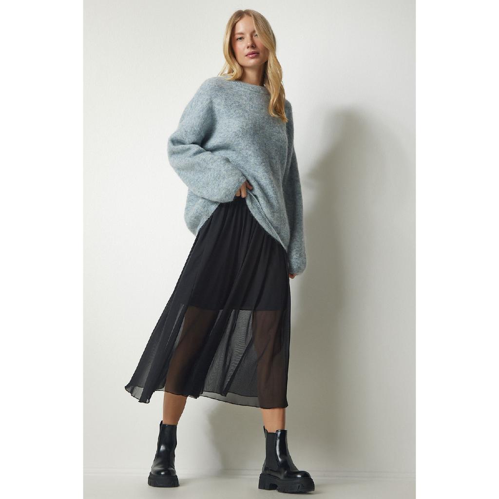 Women's Black Pleated Tutu Detailed Skirt Mc00231