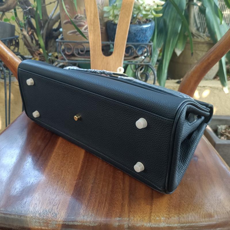 Mittelalterliche Horizontale Handheld-Tasche 35cm Neu Große Kapazität Pendler Ein Schulter Unterarmtasche Kopfschicht Togo Echtes Rindsleder