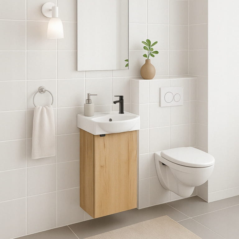 Parma Wall-Mounted Bathroom Cabinet with Sink, Oak Craft