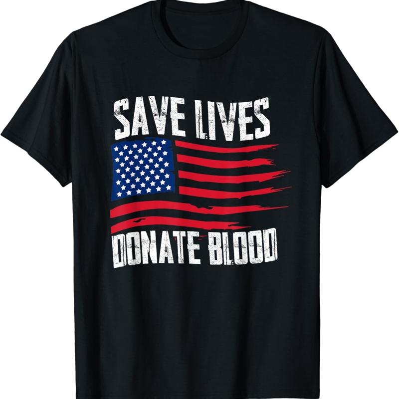 

Save Lives Donate Blood _ US Flag Donor Type Bank T Shirt 5XL різнокольоровий