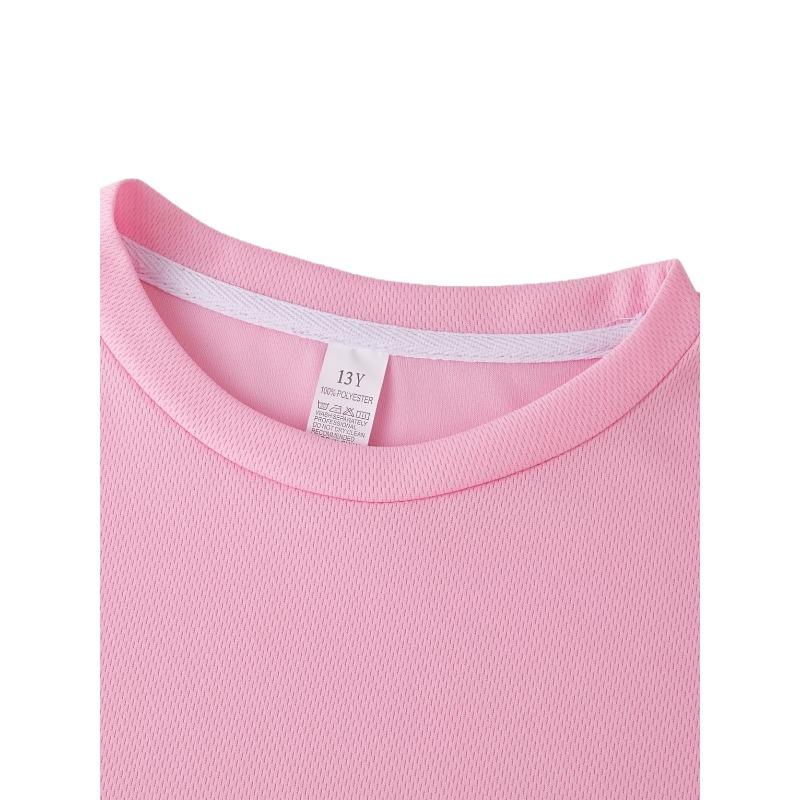 Europäische Größen Nur T-Shirt, Sanftes Herz-Print Kurzarm-T-Shirt, Sommerliches Freizeit-Rundhals-Oberteil für Mädchen, Süßes Herz-Stehler