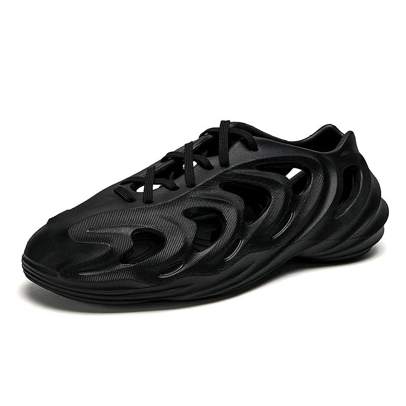 Men's Classic Hollow Sandals Anti Slip Beach Hole Shoes Summer Lace Up Sports Sandals Outdoor Lightweight Water Garden Shoes