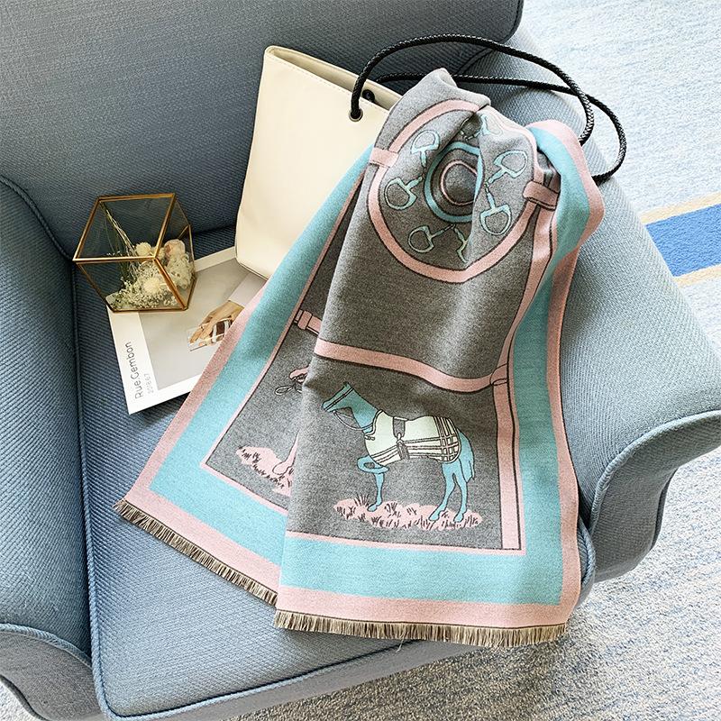 Autumn And Winter Warm Imitation Cashmere Scarf Women'S Versatile Thickened Scarf Carriage Pattern Shawl