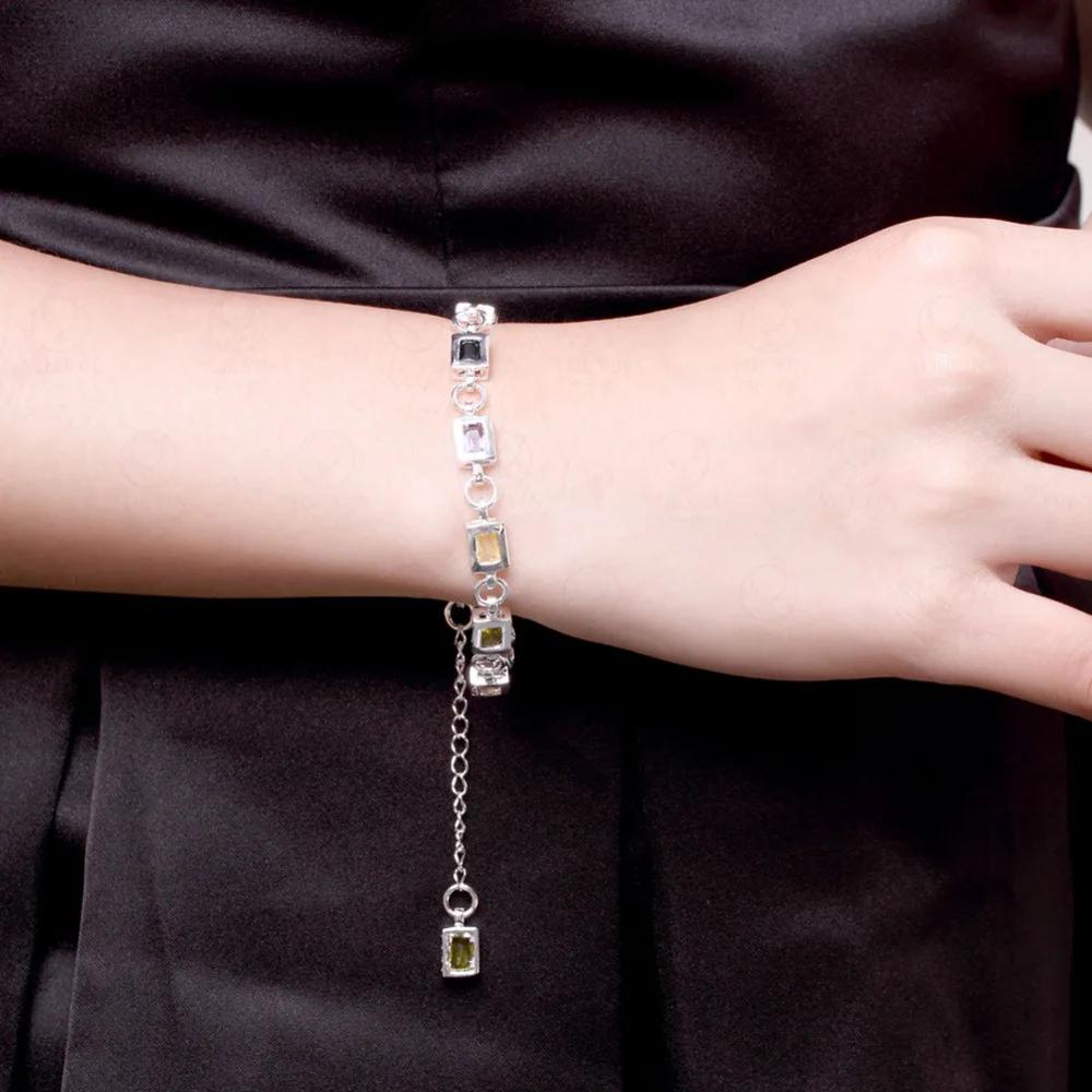 Elegantes Pulseras de Encanto de Cobre Zirconia Cadena Joyería de Cristal Moda para Mujeres Fiesta de Boda Bonitas