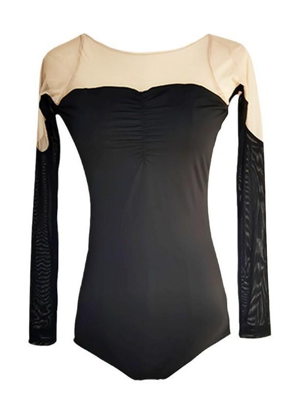 Falling Leaves Mesh Back Camellia Dance Costume - Black Classical Dance Suit