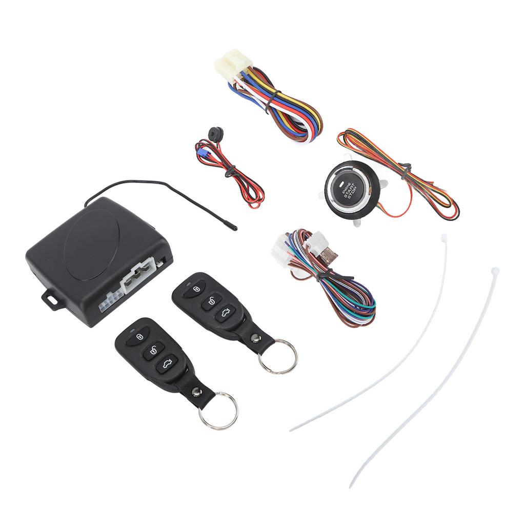 DC12V Keyless Entry Car Alarm System with Remote Engine Starter and Push To Start Iginition Button Bluetooth Type