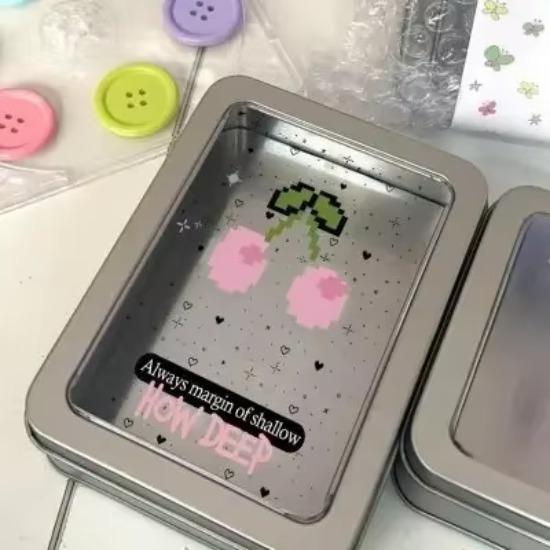 Módní Kpop Photoaced organizér Stříbrná barevná mašle Řada Psací potřeby Stolní držák Kreativní design Miniaturní úložný box