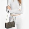 Michael Kors MK Empire Logo Print Zip Closure Faux Leather Crossbody Shoulder Bag Medium Women Bags Black Gold 32F4G8EW6B-038
