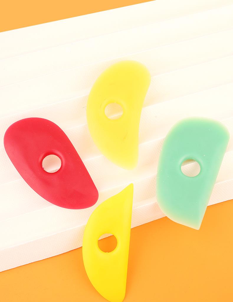 4-Piece Multifunctional Silicone Pottery Scraper Set for Trimming, Shaping, and Surface Flattening.