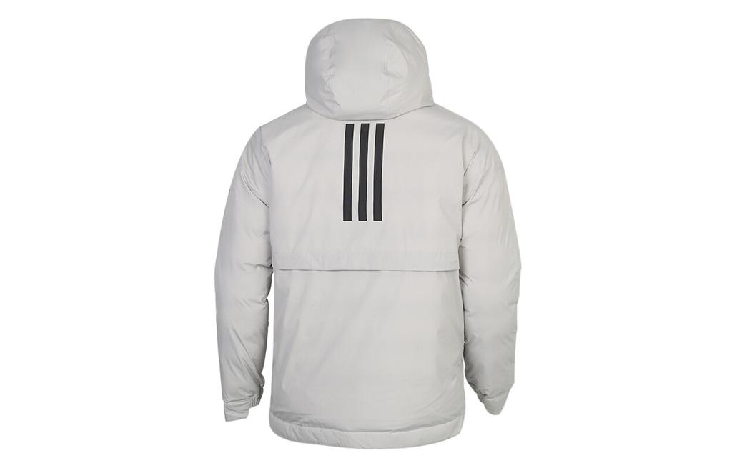 adidas Puffer Jackets Men's Gray Hooded Moderate Puffer Jacket FT2416