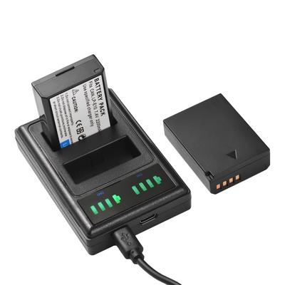 LP-E10 Battery Charger 2-slot with LED Indicators   2pcs LP-E10 Batteries 7.4V 2200mAh with USB