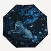 Enchanted Night Wolf Wall Art: Mystical Moonlit DecorUmbrella with Cute Design, Portable 3-Fold Compact Umbrella for Men & Women, Valentine's Day Moth