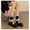 Little Leather Shoes for Women2025 New Winter Fashion Fleece Warm French High-heeled Women's Shoes,Thick-soled Loafers for Women