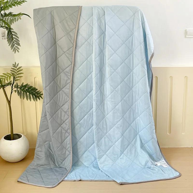Cool Summer Quilt Solid Color Ice Silk Summer Quilt Single and Double Machine Washable Air Conditioner Gift Thin Quilt