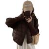 Women's Winter Hooded Down Jacket Knit Sleeves Cropped Coat