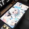 Gaming Mouse PadLarge Desk MatAntislipStitched EdgesWhite Hair Girl Blue Bow Anime PrintKeyboard Pad for Gamer Home Office