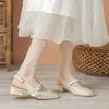 Girl square head one-word buckle Mary Jane single shoes light mouth low heel professional women's shoes