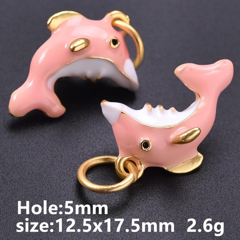 5pcs Kawaii Animal Pendant Enamel Charms For Jewelry Making Duck Bunny Elephant Lucky Fish Charm Handmade Materials Accessories