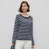 Women's 2026 Spring/Autumn Round Neck 100% Cashmere Knit Outerwear with Striped Letter Design.