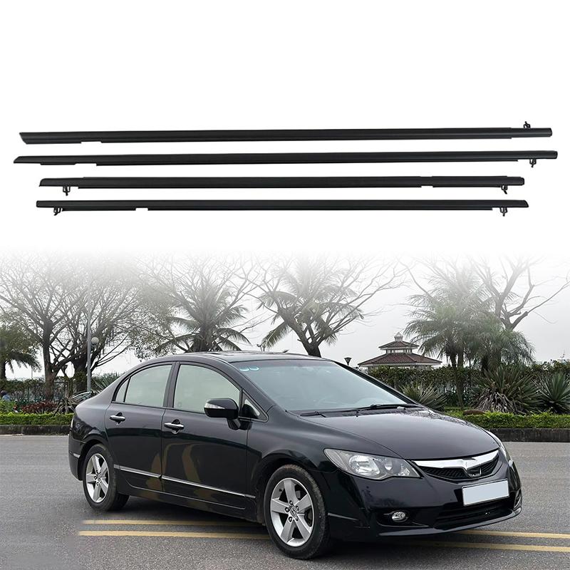 4Pcs Window Rubber Trim For Honda Civic 2006-2011 Weatherstrip Seal Side Door Glass Rubber Belt Replacement 72410-SNA-A01