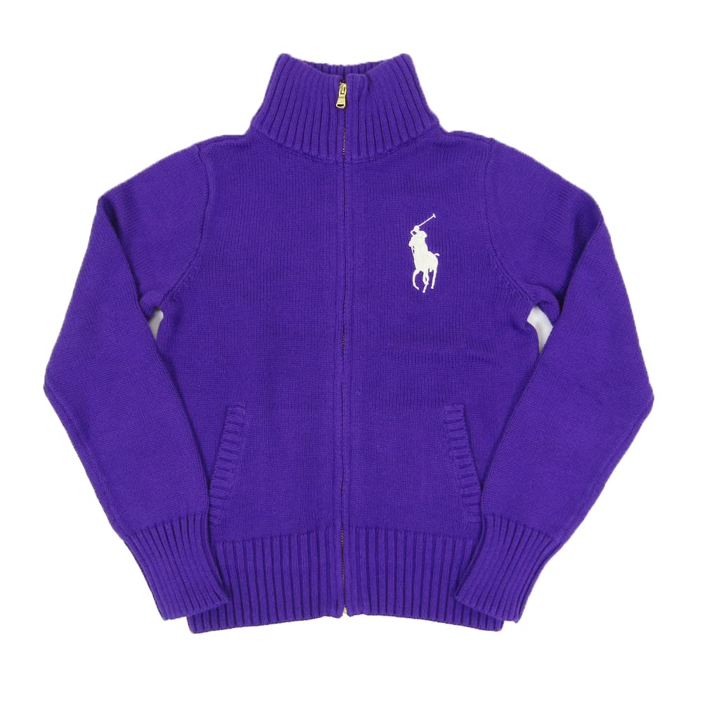 

Хлопковый вязаный жакет POLO RALPH LAUREN с вышивкой Big Pony для девочек, 0102558-M-PURPLE [Б/у] фиолетовый