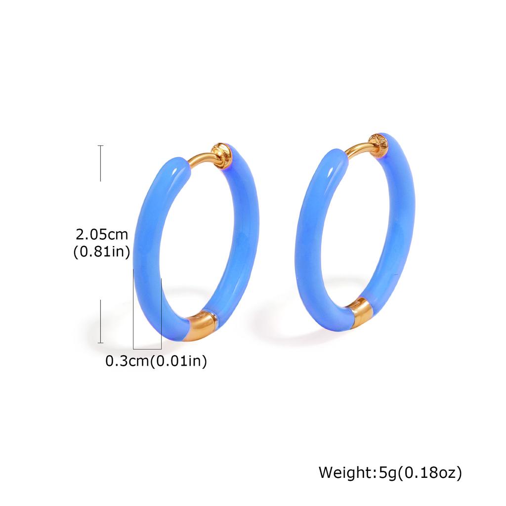 Fashion Minimalist Geometric Circle Huggie Hoop Earrings, Colorful Enamel Stainless Steel Small Hoops Jewelry for Women Ladies