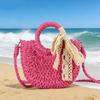 Fashionable Wicker Basket Bag Women's Single Shoulder Slant Cross Handmade Woven Grass Bag Casual Travel Style Small Bag