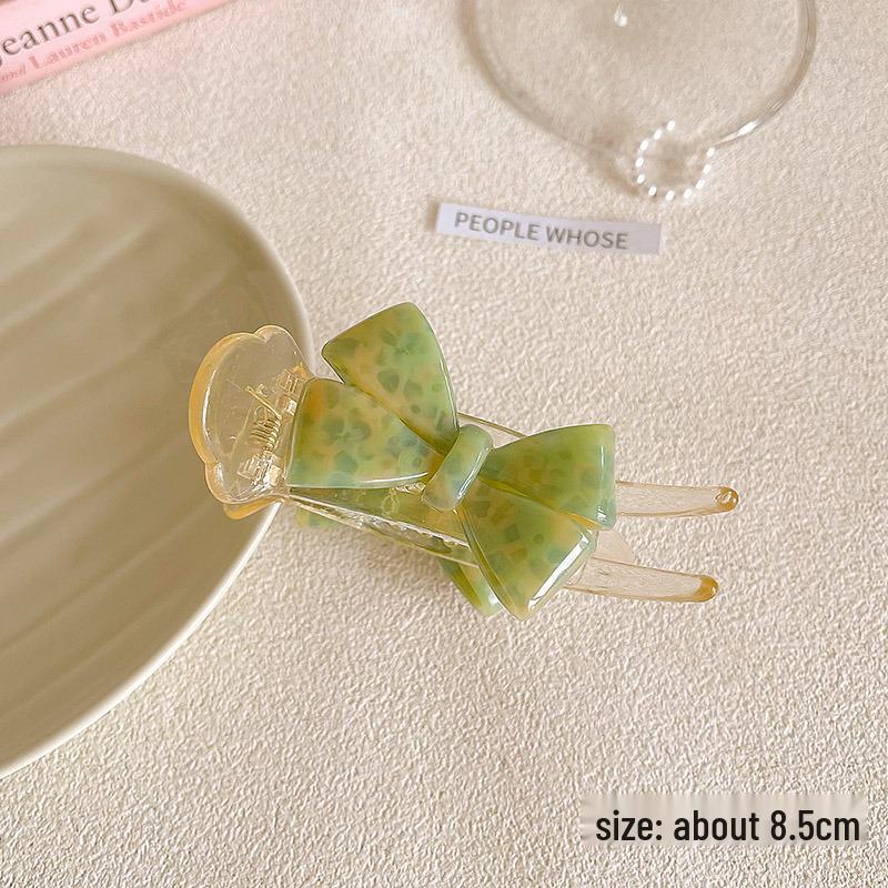 Elegant Acetate Bow Bun Clip for Women - Duckbill Hair Accessory