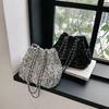 Fashion sequined chain portable bucket bag women's 2026 spring new texture casual shoulder armpit bag