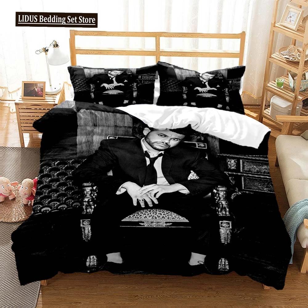 Die Weeknd Mode Popstar 3D Gedruckte Bettwäsche Queen Bettwäsche-Set King-Size Bettwäsche-Set Weiche Bettbezug