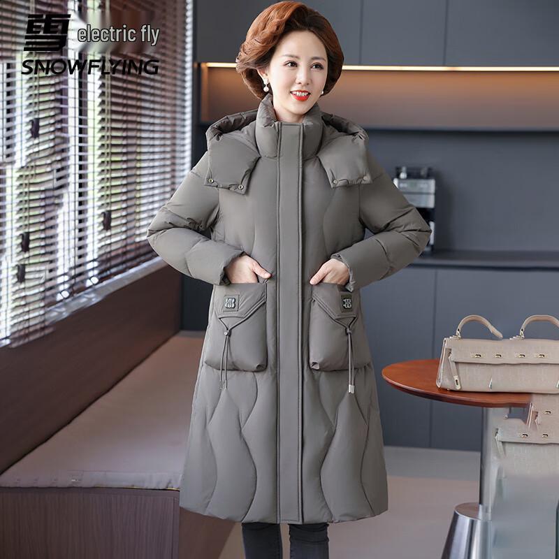 SNOWFLYING Women s Hooded Mid-Length Down Jacket 4XL