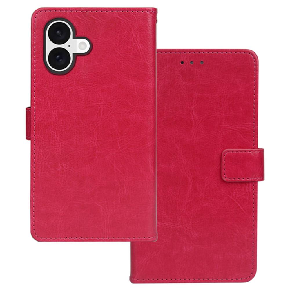 IDEWEI for iPhone 16 Case Card Slots Holder Leather Phone Cover Crazy Horse Texture E