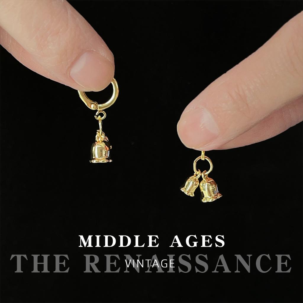 Французские ретро колокольчики, серьги-пусеты, нишевые литературные серьги, серьги класса люкс, женские