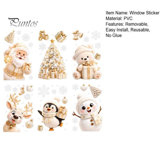 Winter Holiday Window Decor 6Pcs Christmas Clings, Xmas Reusable Double Sided Snowman Static Cling Stickers Snowflake Clings for Decorations