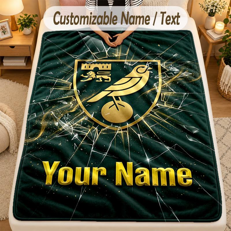 Flannel BlanketNorwich City Custom Name Text Personalized Soft Warm Throw Blanket Home Decor Gift