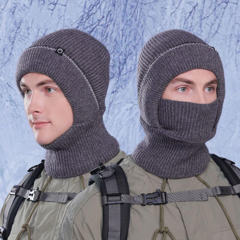 

Solid Color Beanie Hat Thickned Neck Warmer Fashion Ear Protection Cap Winter світло-сірий колір