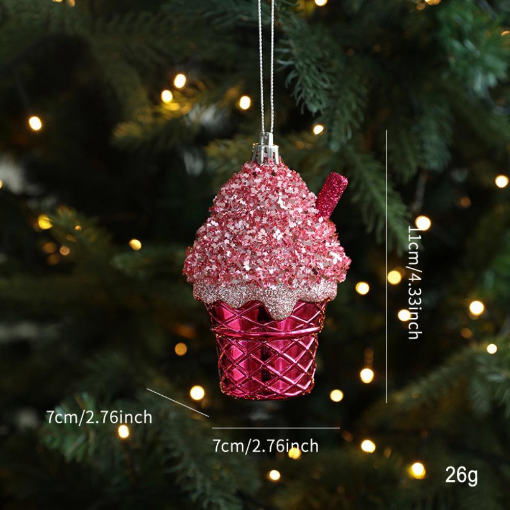 New Plastic Ice Cream Pendant Colorful DIY Decor Christmas Tree Decoration Hanging Snowman Ornaments New Year Party