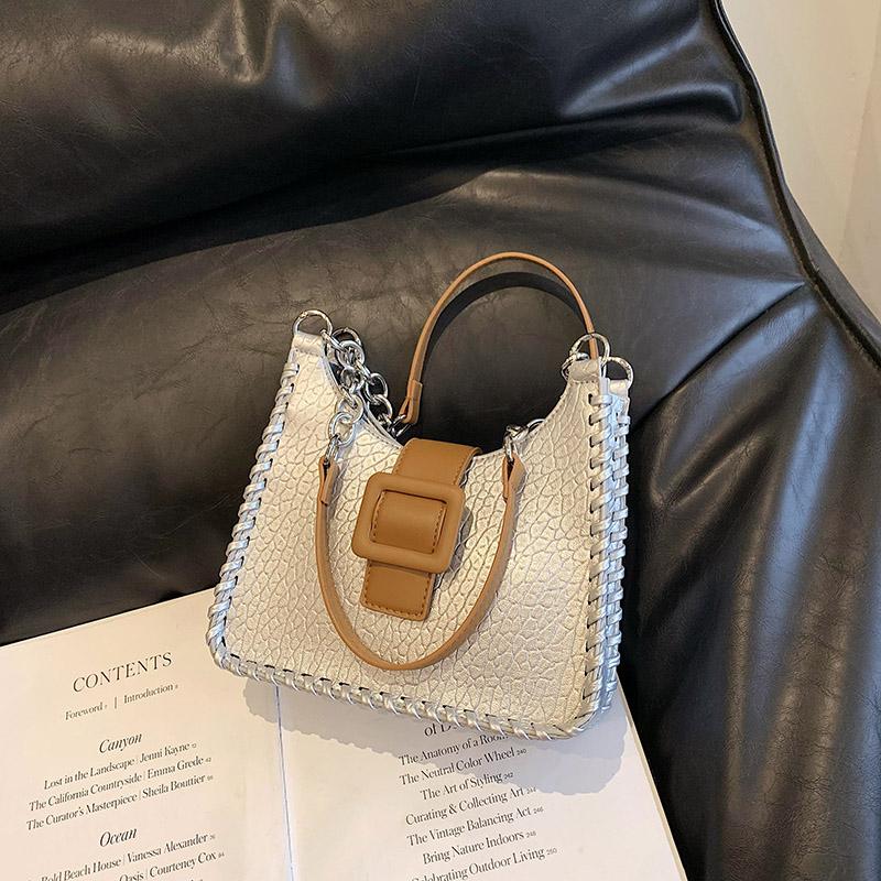 Pu Collision Color Bag Shoulder Chain Belt Single Shoulder Armpit Bag Advanced Feeling Weaving Pattern Premium 2090₽