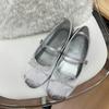 Schafsleder Edition~ Schleife Ballerinas Sanfter Feenwind Ein Pedal Flache Schuhe Silber Mary Jane Einzelne Schuhe Damen