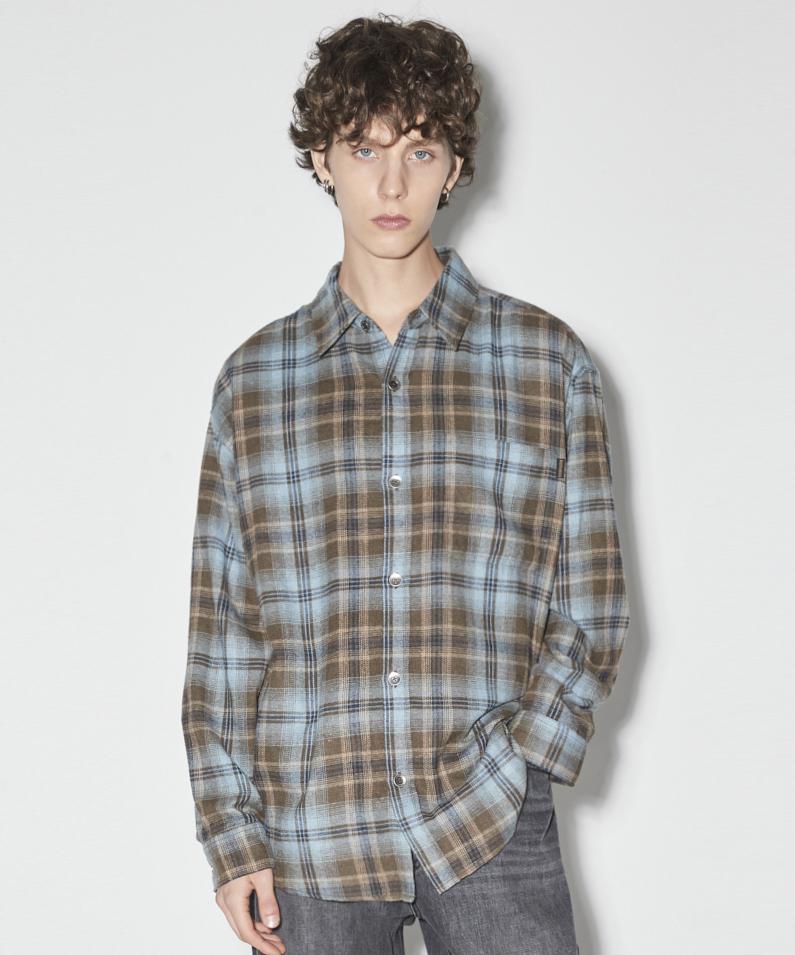 Burkeru Flannel Check One-Pocket Shirt Khaki Khaki/Khaki_M