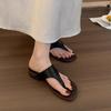 Niche design slope heel flip-flops shoes women's outer wear 2025 summer new silver sandals
