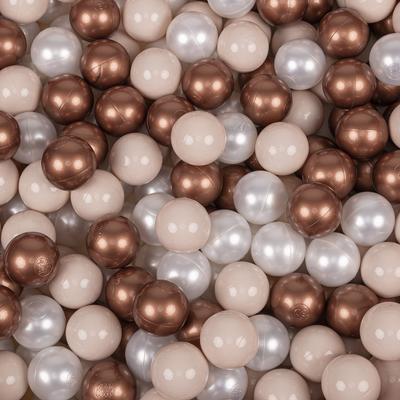 100 Balls/7cm-2.75in Soft Plastic Play Balls for Children Certified Made In Eu, Pastel Beige/copper/pearl