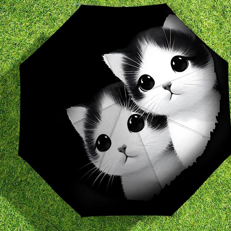 Adorable Kitten Print Umbrella   Automatic Opening & Closing, Outdoor Protection, Lightweight and Durable Travel Accessory 128