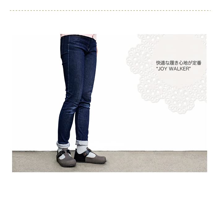 Joy Walker Women's T-Strap Shoes, Casual, Natural, Flats, Comfortable, Velcro Closure, Size 35, Black, Size 22.5cm, 136P